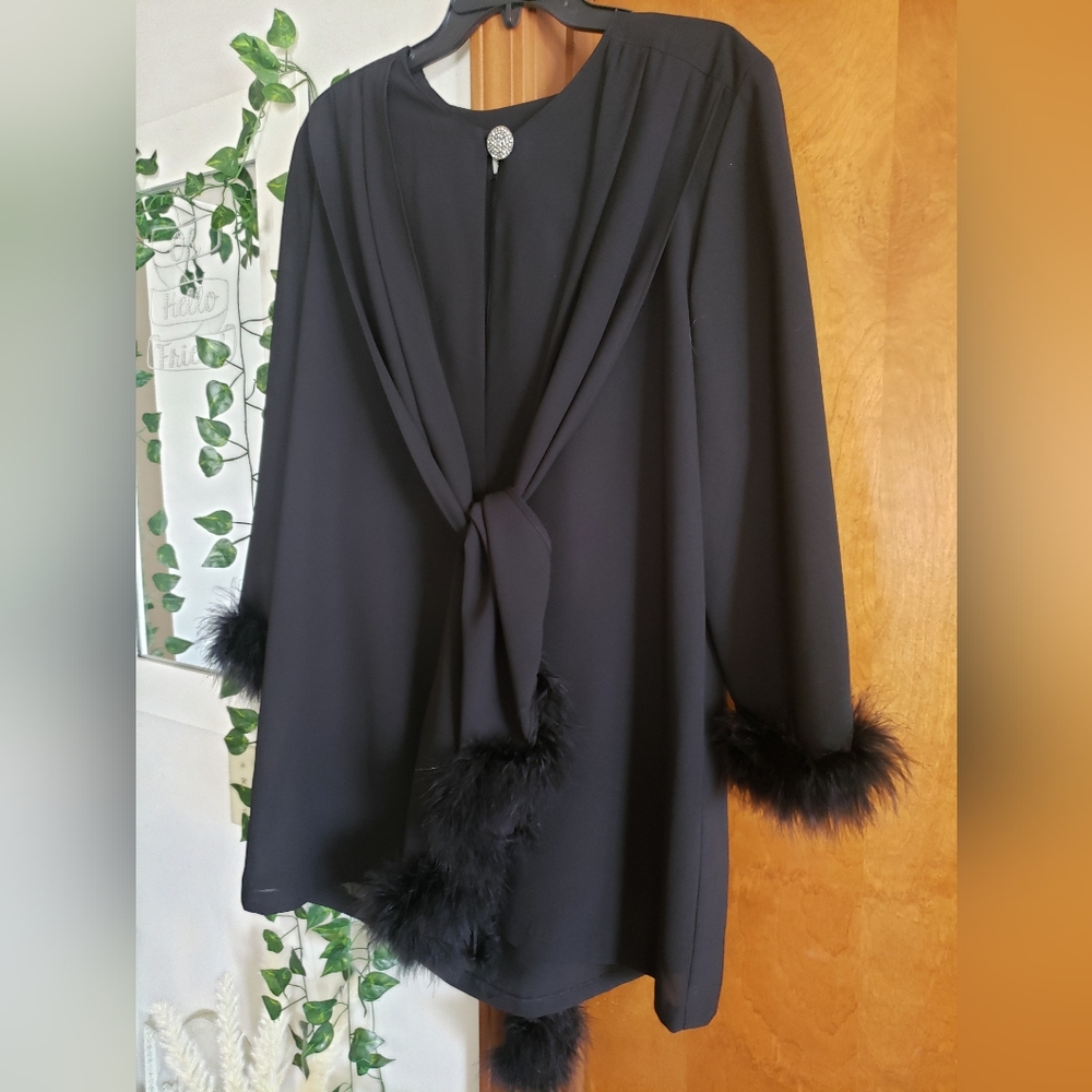Hosanna Design Vintage Black Feather Cape